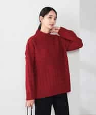 K2FKA55049 a.v.v(アー・ヴェ・ヴェ) ケーブル編みバイアスデザインニット レッド