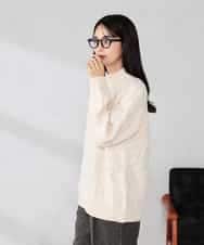 K2FKA55049 a.v.v(アー・ヴェ・ヴェ) ケーブル編みバイアスデザインニット レッド