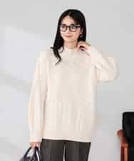 K2FKA55049 a.v.v(アー・ヴェ・ヴェ) ケーブル編みバイアスデザインニット レッド