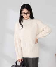 K2FKA55049 a.v.v(アー・ヴェ・ヴェ) ケーブル編みバイアスデザインニット レッド