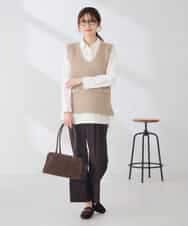 K2FKD14044 a.v.v(アー・ヴェ・ヴェ) リボンヤーン Vネック ニット ベスト アイボリー