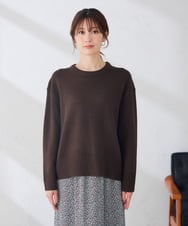 K2FKD45044 a.v.v(アー・ヴェ・ヴェ) バックスリット クルーネックニット 【洗える】 ブラウン