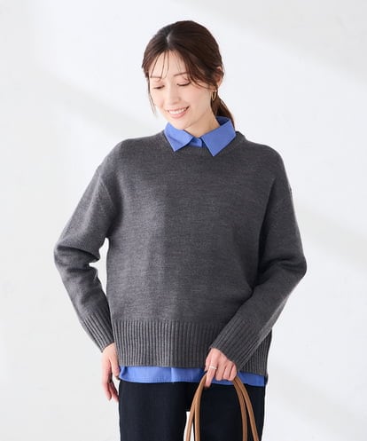 K2FKD45044 a.v.v バックスリット クルーネックニット 【洗える】