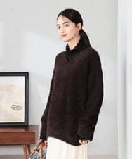 K2FLA21044 a.v.v(アー・ヴェ・ヴェ) フェザーヤーンVネックニット ラベンダー