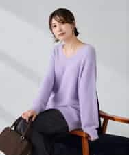 K2FLA21044 a.v.v(アー・ヴェ・ヴェ) フェザーヤーンVネックニット ラベンダー