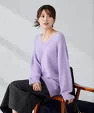 K2FLA21044 a.v.v(アー・ヴェ・ヴェ) フェザーヤーンVネックニット ラベンダー