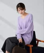 K2FLA21044 a.v.v(アー・ヴェ・ヴェ) フェザーヤーンVネックニット ラベンダー