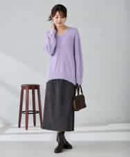 K2FLA21044 a.v.v(アー・ヴェ・ヴェ) フェザーヤーンVネックニット ラベンダー