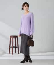 K2FLA21044 a.v.v(アー・ヴェ・ヴェ) フェザーヤーンVネックニット ラベンダー