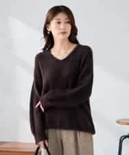 K2FLA21044 a.v.v(アー・ヴェ・ヴェ) フェザーヤーンVネックニット ラベンダー