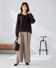 K2FLA21044 a.v.v(アー・ヴェ・ヴェ) フェザーヤーンVネックニット ラベンダー