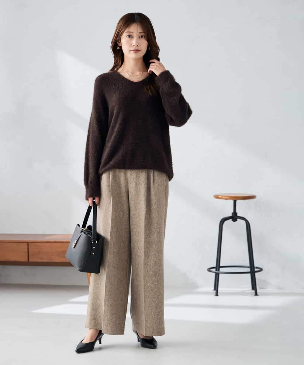 K2FLA21044 a.v.v(アー・ヴェ・ヴェ) フェザーヤーンVネックニット ラベンダー