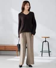 K2FLA21044 a.v.v(アー・ヴェ・ヴェ) フェザーヤーンVネックニット ラベンダー