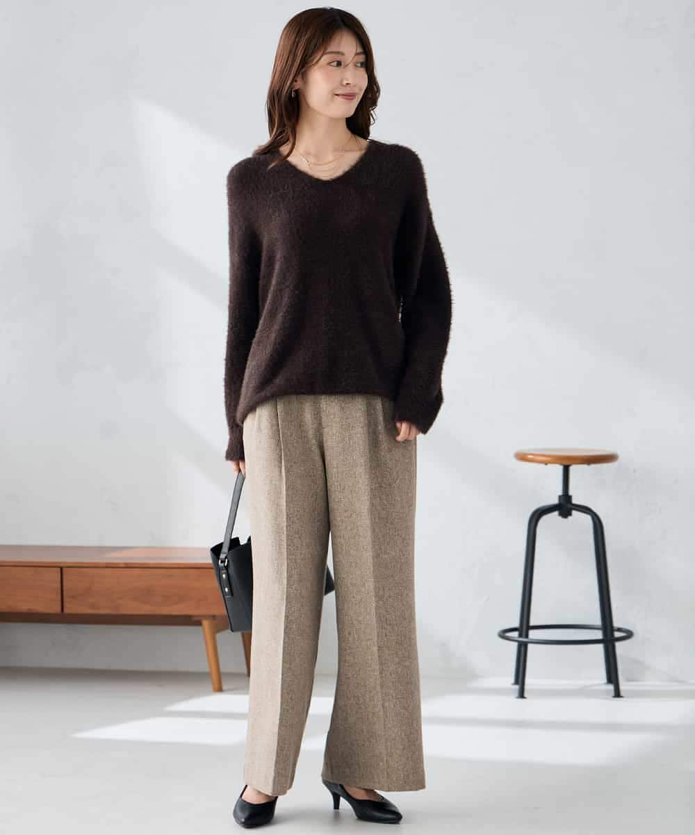 K2FLA21044 a.v.v(アー・ヴェ・ヴェ) フェザーヤーンVネックニット ラベンダー