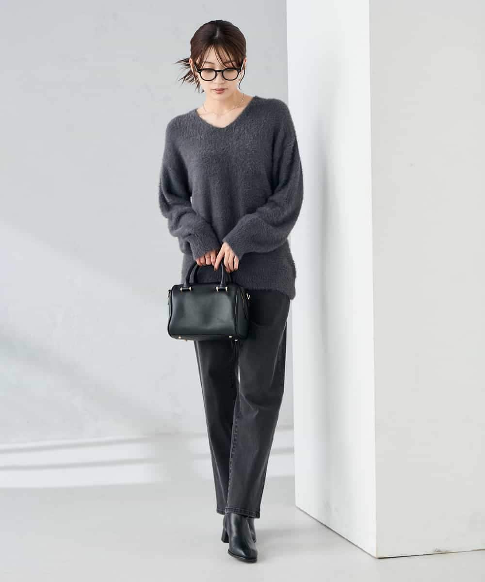 K2FLA21044 a.v.v(アー・ヴェ・ヴェ) フェザーヤーンVネックニット ラベンダー