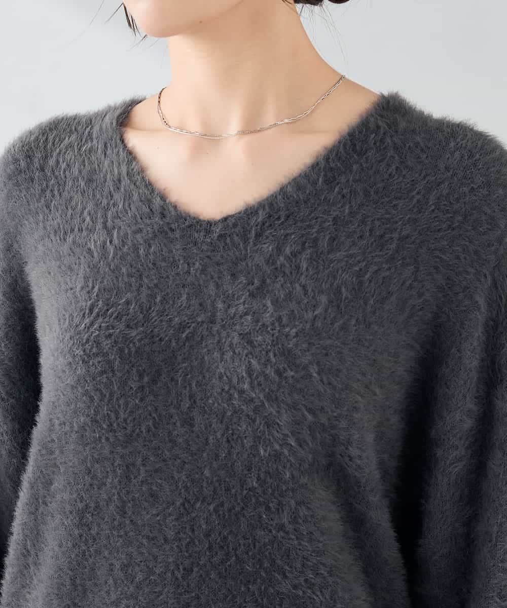 K2FLA21044 a.v.v(アー・ヴェ・ヴェ) フェザーヤーンVネックニット ラベンダー