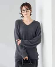 K2FLA21044 a.v.v(アー・ヴェ・ヴェ) フェザーヤーンVネックニット ダークグレー