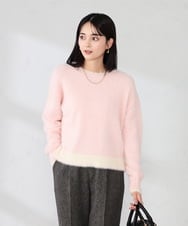 K2FLA32049 a.v.v(アー・ヴェ・ヴェ) フェザーヤーンバイカラーニット ピンク