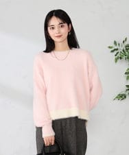 K2FLA32049 a.v.v(アー・ヴェ・ヴェ) フェザーヤーンバイカラーニット ピンク