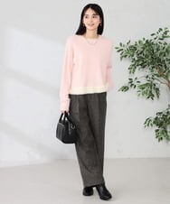 K2FLA32049 a.v.v(アー・ヴェ・ヴェ) フェザーヤーンバイカラーニット ピンク