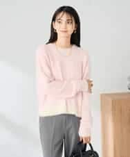 K2FLA32049 a.v.v(アー・ヴェ・ヴェ) フェザーヤーンバイカラーニット ピンク