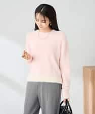 K2FLA32049 a.v.v(アー・ヴェ・ヴェ) フェザーヤーンバイカラーニット ピンク