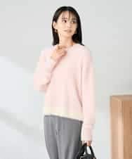 K2FLA32049 a.v.v(アー・ヴェ・ヴェ) フェザーヤーンバイカラーニット ピンク
