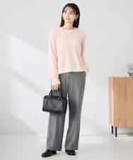 K2FLA32049 a.v.v(アー・ヴェ・ヴェ) フェザーヤーンバイカラーニット ピンク