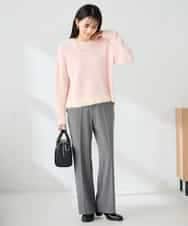 K2FLA32049 a.v.v(アー・ヴェ・ヴェ) フェザーヤーンバイカラーニット ピンク