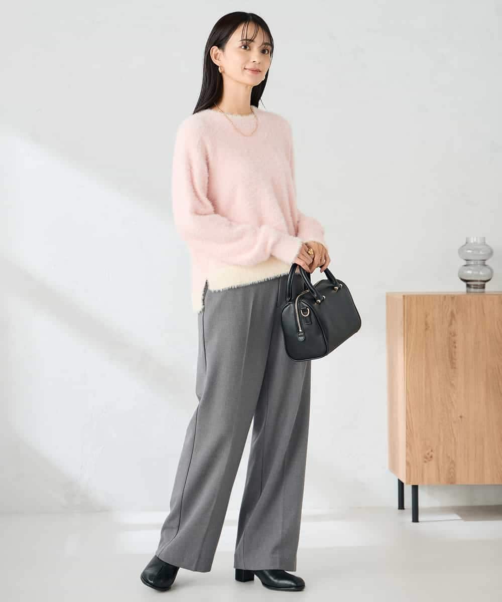 K2FLA32049 a.v.v(アー・ヴェ・ヴェ) フェザーヤーンバイカラーニット ピンク