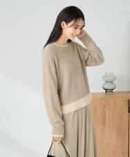 K2FLA32049 a.v.v(アー・ヴェ・ヴェ) フェザーヤーンバイカラーニット ピンク