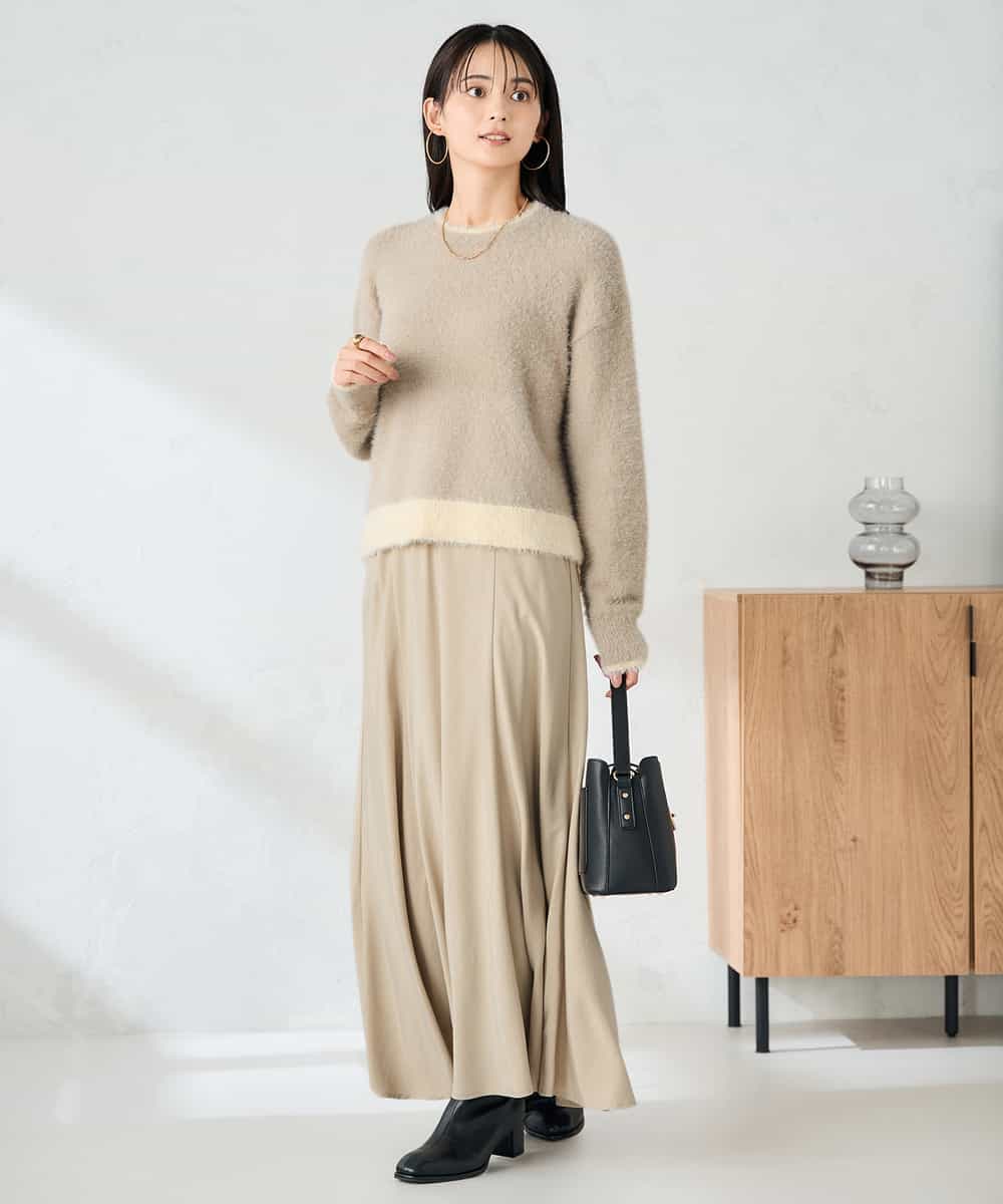 K2FLA32049 a.v.v(アー・ヴェ・ヴェ) フェザーヤーンバイカラーニット ピンク