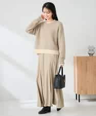 K2FLA32049 a.v.v(アー・ヴェ・ヴェ) フェザーヤーンバイカラーニット ピンク