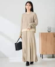 K2FLA32049 a.v.v(アー・ヴェ・ヴェ) フェザーヤーンバイカラーニット ピンク