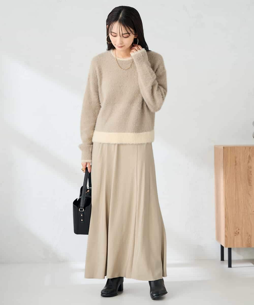 K2FLA32049 a.v.v(アー・ヴェ・ヴェ) フェザーヤーンバイカラーニット ピンク