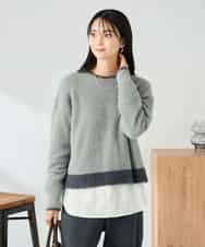 K2FLA32049 a.v.v(アー・ヴェ・ヴェ) フェザーヤーンバイカラーニット ピンク