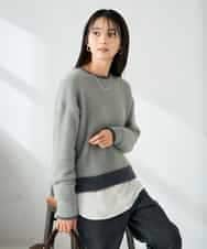 K2FLA32049 a.v.v(アー・ヴェ・ヴェ) フェザーヤーンバイカラーニット ピンク