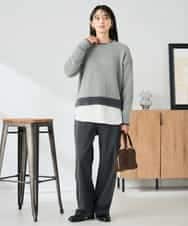 K2FLA32049 a.v.v(アー・ヴェ・ヴェ) フェザーヤーンバイカラーニット ピンク