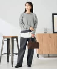 K2FLA32049 a.v.v(アー・ヴェ・ヴェ) フェザーヤーンバイカラーニット ピンク