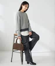 K2FLA32049 a.v.v(アー・ヴェ・ヴェ) フェザーヤーンバイカラーニット ピンク