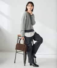 K2FLA32049 a.v.v(アー・ヴェ・ヴェ) フェザーヤーンバイカラーニット ピンク