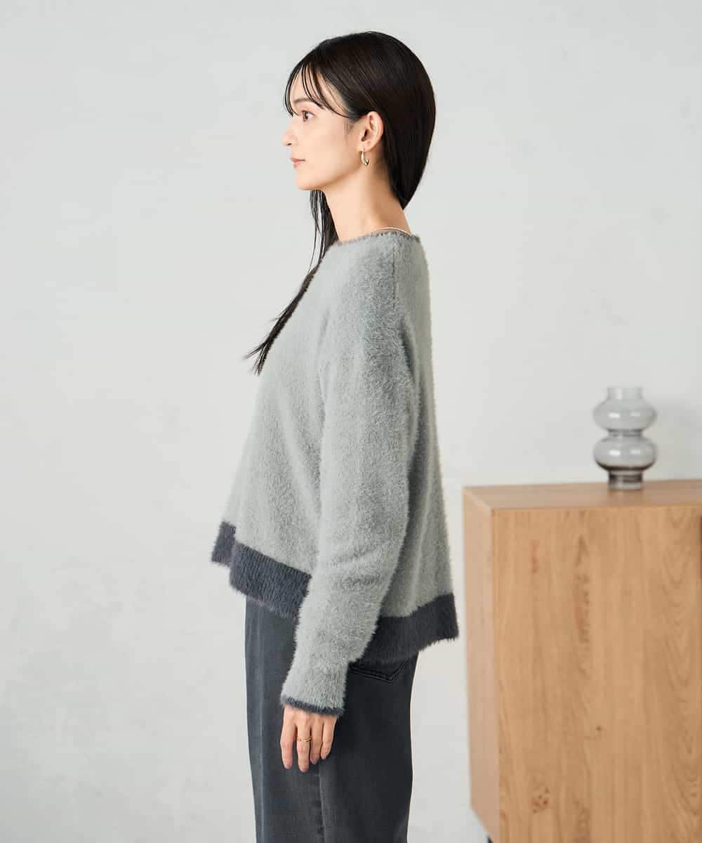 K2FLA32049 a.v.v(アー・ヴェ・ヴェ) フェザーヤーンバイカラーニット ピンク