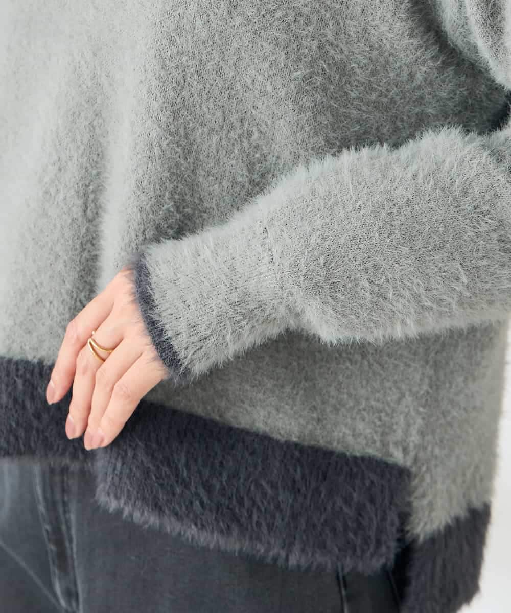 K2FLA32049 a.v.v(アー・ヴェ・ヴェ) フェザーヤーンバイカラーニット ピンク