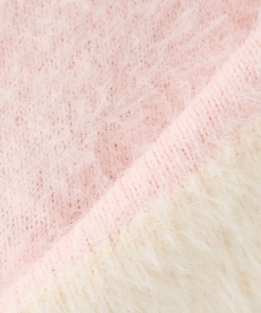 K2FLA32049 a.v.v(アー・ヴェ・ヴェ) フェザーヤーンバイカラーニット ピンク