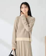 K2FLA32049 a.v.v(アー・ヴェ・ヴェ) フェザーヤーンバイカラーニット グレージュ