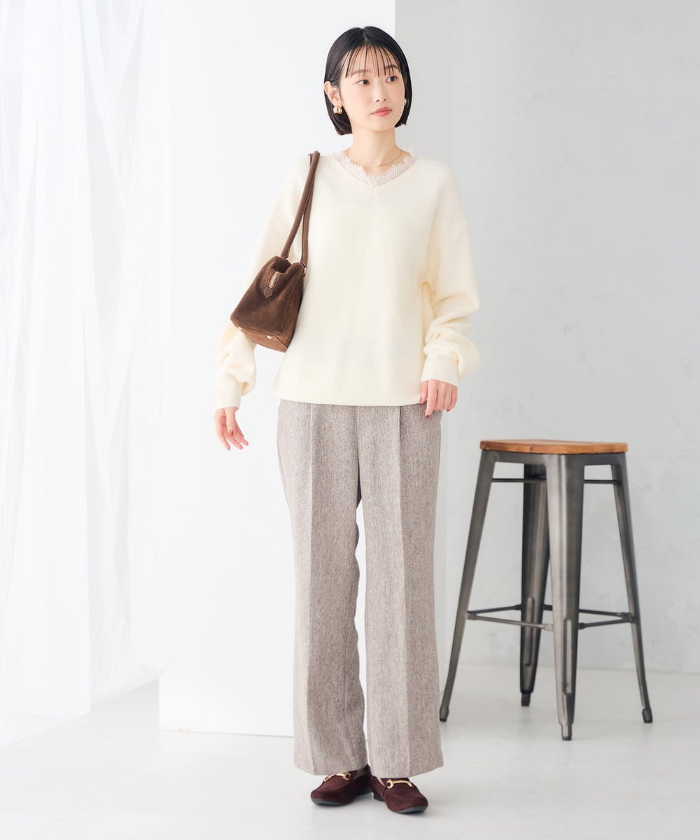 K2FLD22059 a.v.v(アー・ヴェ・ヴェ) レースネック ニット アイボリー