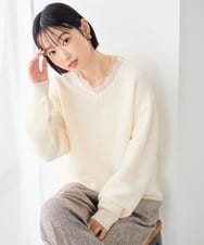 K2FLD22059 a.v.v(アー・ヴェ・ヴェ) レースネック ニット アイボリー