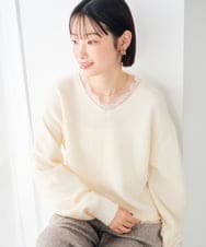 K2FLD22059 a.v.v(アー・ヴェ・ヴェ) レースネック ニット アイボリー