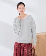 K2FLD22059 a.v.v(アー・ヴェ・ヴェ) レースネック ニット グレー