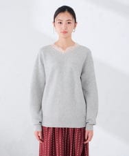 K2FLD22059 a.v.v(アー・ヴェ・ヴェ) レースネック ニット グレー